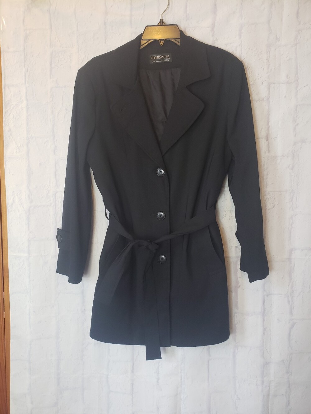 VINTAGE FORECASTER OF BOSTON Black Short Trench Coat Small